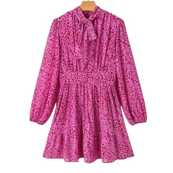✨Entro Pink Leopard Print High Neck Mini Dress – NWOT , Flirty, & Chic✨Small - Picture 4 of 12